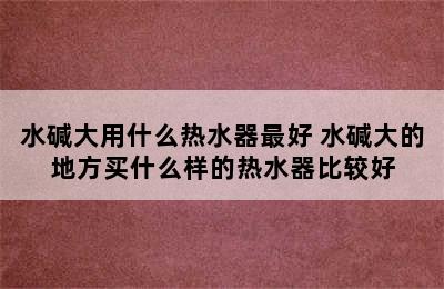 水碱大用什么热水器最好 水碱大的地方买什么样的热水器比较好